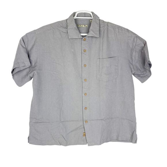 Batek Bay Gray Solid Rayon Blend Short Sleeve Button-Up Mens XL Shirt - Picture 1 of 3